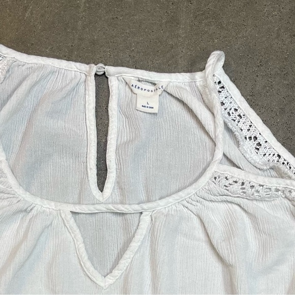 Aeropostale Long Sleeve Lace Trim Peasant Babydoll Shirt Y2K - Picture 4 of 9